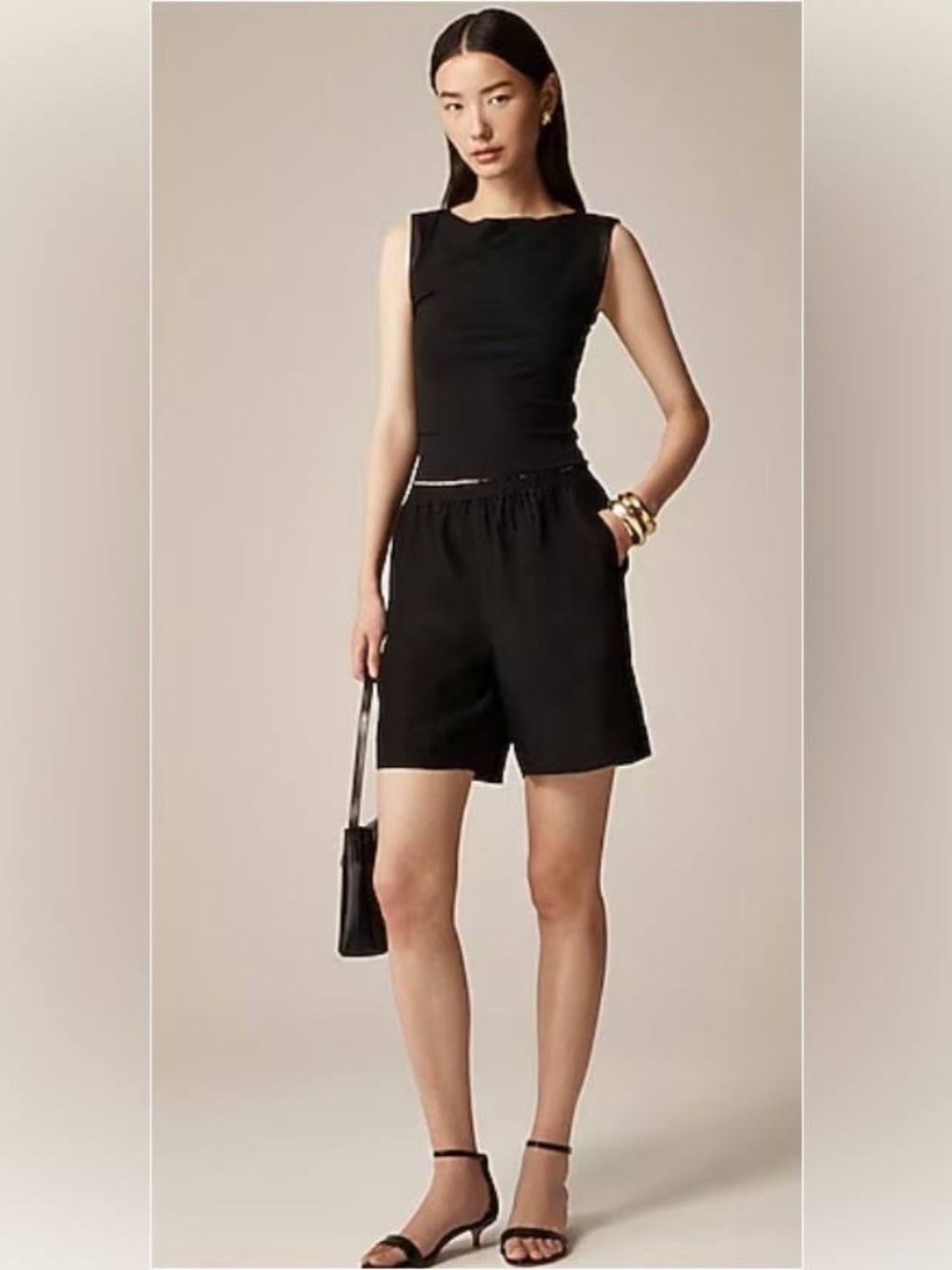 7" Short in Black Satin, size S. NWOT